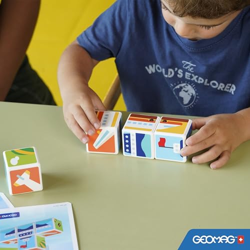 Image of Geomag Magicube Transport 4pcs Magnetic Blocks - Magnetic Building Blocks for Toddlers 1-3, Montessori Toys for 1+ Year Old, Autism Sensory Product, Magnets for Kids