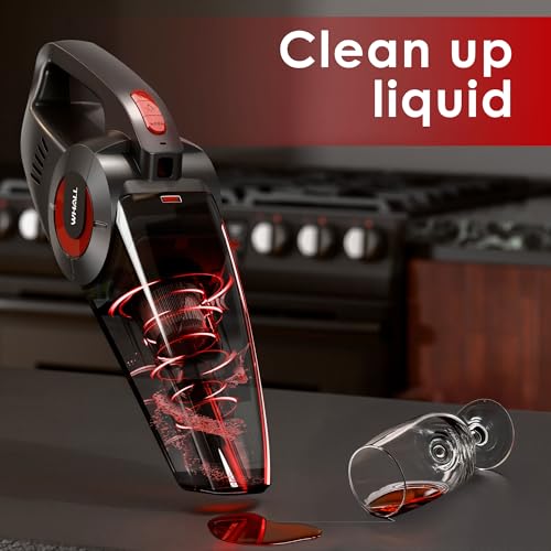 Image of whall Handheld Cordless Car Vacuums, Wet and Dry Use 9000Pa Strong Suction Vacuums, Rechargeable Portable Vacuum Cleaner with LED, Charging Dock, Lightweight Mini Vacuum for Car, Home and Office,Coral