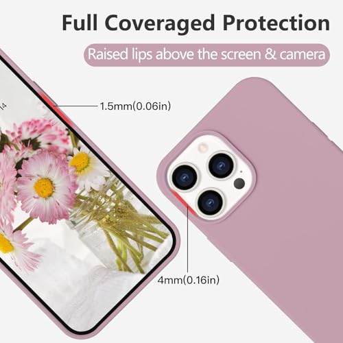 Image of DIZORO Microfiber Candy Case Compatible for iPhone 13 Pro Max Shockproof Slim Back Cover Liquid Silicone Case - Lilac