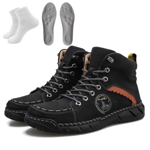 Vilobel Mens Work Boots, Vilobel Men Non Slip on Shoes, Orthopedic Safety Work Shoes- Protective Toe