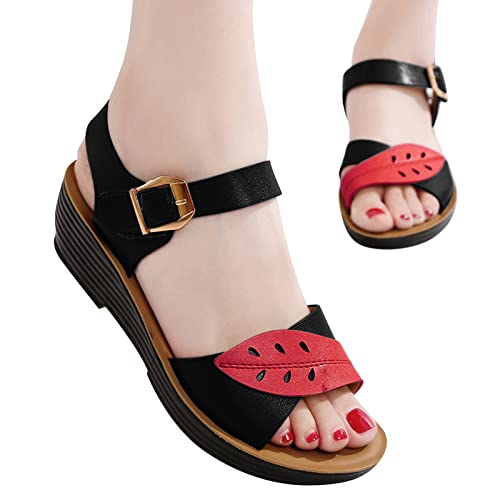 Sandales plates pour femme motif feuille contre pieds échauffés