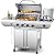 Kismile 4-Burner BBQ Propane Gas Grill, 42,000 BTU Stainless Steel Barbecue Propane Grill with Side Burner,Removable Grease Pan and Cup,Ideal for Outdoor Cooking(Stainless Steel)