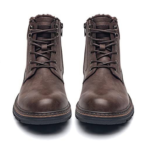 Image of AMAPO Men Oxford Boots, Buckle Dress Boot, Casual Men Boots Lace-Up Side Zipper