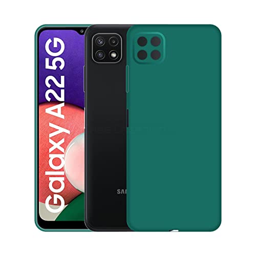 Image of Case Creation Liquid TPU Silicone Cover for Samsung Galaxy A22 5G Soft Case,Anti-Dirty Slim Case Frosted Matte TPU Raised Bezel (Splash of Color) Back Case Cover for Samsung Galaxy A22 5G -Lake Green