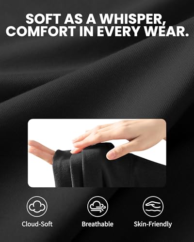 ZOOSIXX Soft Black Pajama Pants for Women, Wide Leg Comfy Casual Lounge Yoga Capri Pants 22'' / 30''