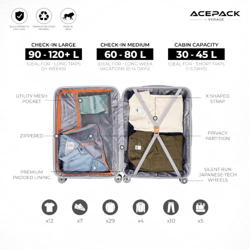 Image of ACEPACK - STARLINK Set Of 3 Pieces (Small + Medium + Large) Trolley Bag, Lightweight Luggage Suitcase With Spinner 8 Wheel, Unbreakable Polypropylene Hard Shell, In-Built Number Lock, 3 Years Warranty