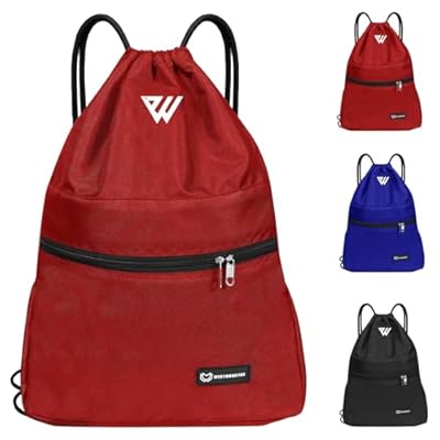 WESTWOOD FOX WFX - Mochila con cordón impermeable para gimnasio, para mujeres y hombres, bolsa de polietileno con bolsillo exterior, cremallera, escuela, playa, vacaciones (Red) | Ya disponible en tu tienda friki favorita! En mundofriki.es!