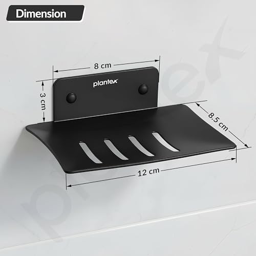 Image of Plantex Stainless Steel Soap Holder for Bathroom /Wall Mounted Soap Holder /Soap Dish /Bathroom Accessories (Black)