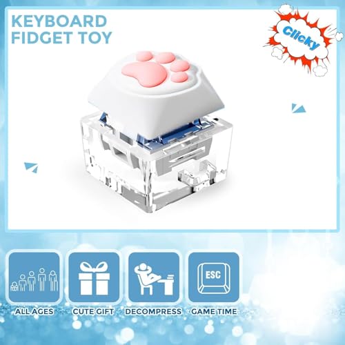Image of Lighting Keyboard Fidget Clicker with LED Light Keychain Fidget Sensory Fun Toys for Anxiety Decompression (Catpaw)