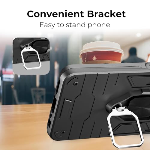 Image of A rtistque Armor Bumper Back Case Cover for Infinix Smart 9 HD 5G | Stylish Ring Holder & Inbuilt Stand | Shockproof TPU Protective Design | 360 Degree | Infinix Smart 9 HD 5G Back Cover - Black