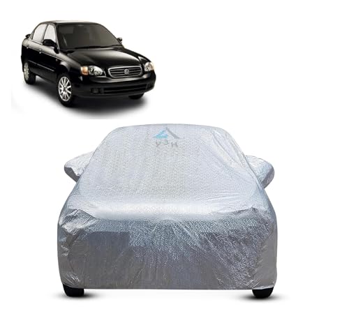 Image of Y3H 100% Waterproof Car Cover Compatible with Maruti Suzuki Baleno Old Custom Fit Body Covers with Mirror Pockets | Color : Metalic Silver