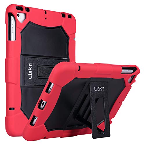 ULAK iPad 6th Generation case, iPad 9.7 5th Generation Case, iPad Air Case, Hybrid Shockproof Rugged Drop Protection Cover Built with Kickstand for iPad 9.7 inch 2018/2017/2013 (Red + Black)