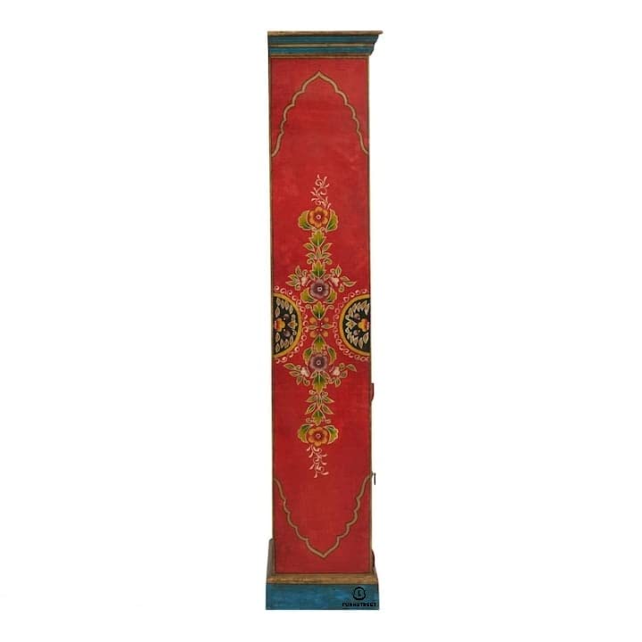 Image of Wood Elephant Flower Painted Bookshelf Corner Home Decor Book Stand Self Wood Book Storage Stand Fine Work Painted Furniture