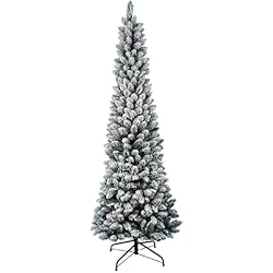 Árbol de Navidad Slim Pino nevado, 210 cm, con Apertura Realista, diámetro 76 cm (nevado)