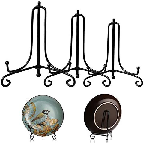 Display Stands for Plate Easel Display Stands Anti Slip Plate Stands Photo Holder Stand Picture Frame Stand Iron Display Stands Decorative Plates for Tabletop Art Home Decoration 3 Pcs (5, 6, 7 Inch) Cover