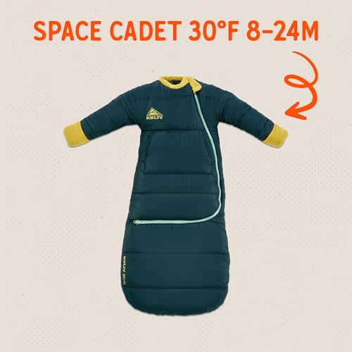 Image of Kelty Space Cadet Infant and Toddler Sleeping Bag (30 or 40F /8M to 2T) | Cozy and Warm, Arms Out Design, 40F Degree Rating, Fleece-Lined Hand Covers, Snap Back Buttons, Machine Washable