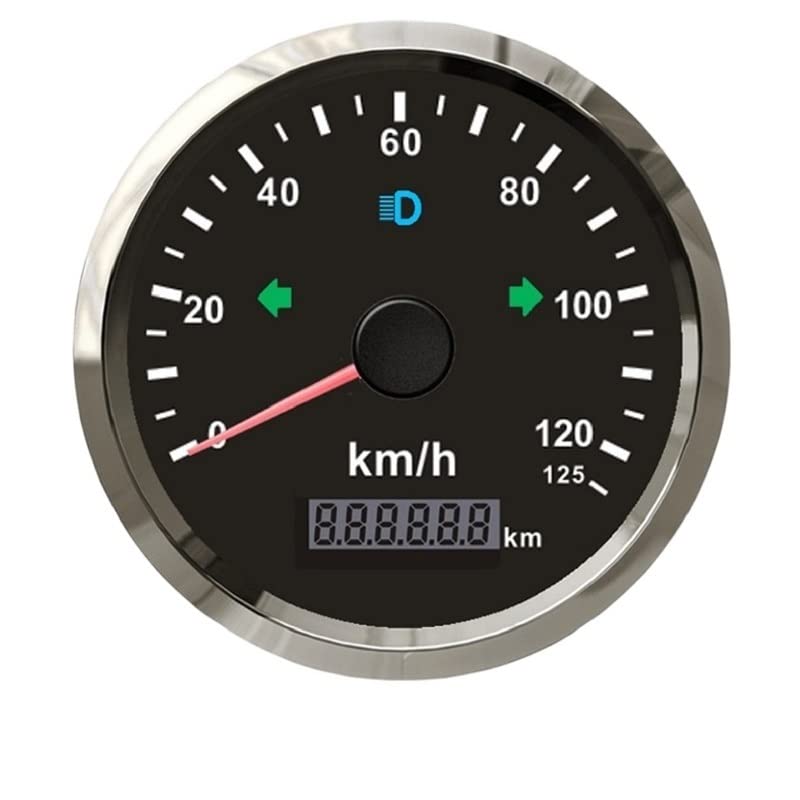 85 mm GPS-Tachometer 125 km/h mit GPS-Antenne for Motorrad-Rennwagen, wasserdicht, IP67, Übergeschwindigkeitswarnung, 12 V, 24 V(BS 125K)