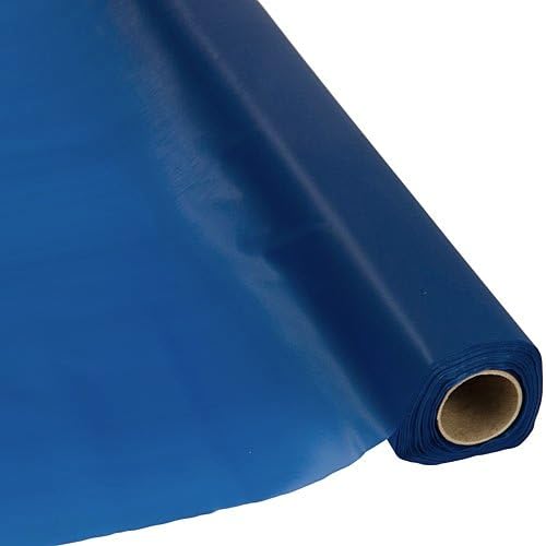 Table-Mate Rollo de plástico para mesa de banquetes de fiestas, 300 x 40 pulgadas, mantel desechable (azul marino)