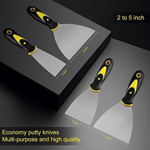 Putty Knife Set 4-Piece, Paint Scraper, Taping Knife, Spackle Knife for Drywall Tools, 2'', 3'', 4'', 5''
