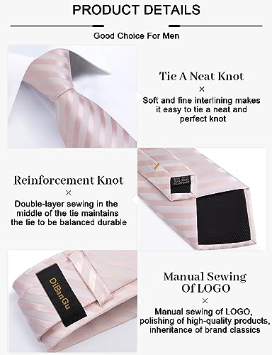 Image of DiBanGu Mens Silk Necktie Solid Color Tie and Pocket Square Cufflink Tie Clip Set Woven Plain Ties for Men Wedding Party