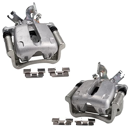 Image of TRQ Rear Driver and Passenger Side Brake Caliper Set Caliper Brackets Hardware Compatible with 12-16 Buick LaCrosse 2.4L L4 12-17 Regal 2.4L L4 13 Chevrolet Malibu 2.4L L4 13 Malibu 2.5L L4