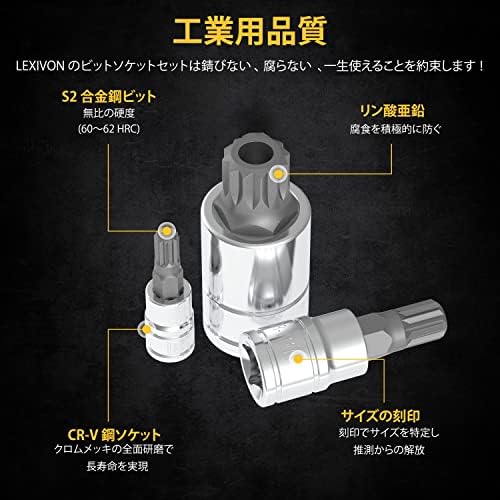 LEXIVON XZNトリプル角スプラインビットソケットセット