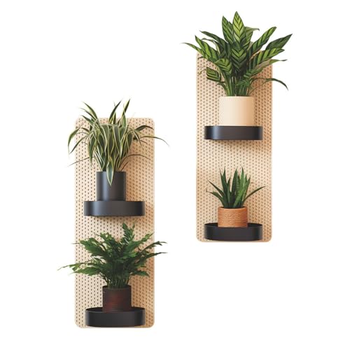 SanKristo 3D Planta Maceta Falso Colgante Pegatinas Pared 2PCS, Autoadhesivo Arte Pared Pegatinas Decoración Habitación Murales Jarrón Vinilo Pared, Decoración Cuarto Baño Cocina Dormitorio Vivo