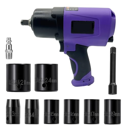 1/2インチ複合エアインパクトレンチ、ツインハンマー、最大緩めトルク1300FT-LBS、8000RPM、高耐久性空気圧インパクトガン