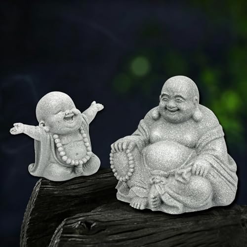 Estatua Feng Shui Buda de Piedra Sonriente 3.1 pulg miniatura 2
