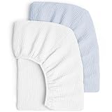 lulumoon Sábana bajera ajustable de muselina para cuna: 100% algodón (70 x
