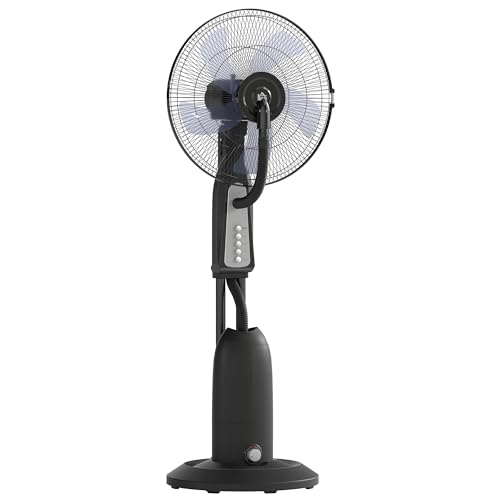 HOMCOM Ventilador con refrigeración por agua, ventilador de pedestal con nebulización ajustable, 3 velocidades, depósito de agua de 3 L, 75° oscilante, ventilador de agua de 90 W con ruedas, 125 cm