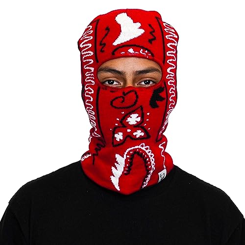 GC Balaclava Paisley Bandana Ski Mask for Men and Women, Windproof Face Mask for Cycling Motorcycle Running Yeat Shiesty Hood y2k Fashion (Red)
