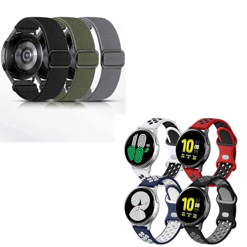 Lerobo Elastic Bands Compatible with Samsung Galaxy Watch 6 5 4 40mm 44mm,Galaxy Watch 5 Pro Band 45mm/Watch 6 4 Classic Band 42mm 46mm 43mm 47mm/Active 2,3Pack 20mm Soft Adjustable Sport Ba