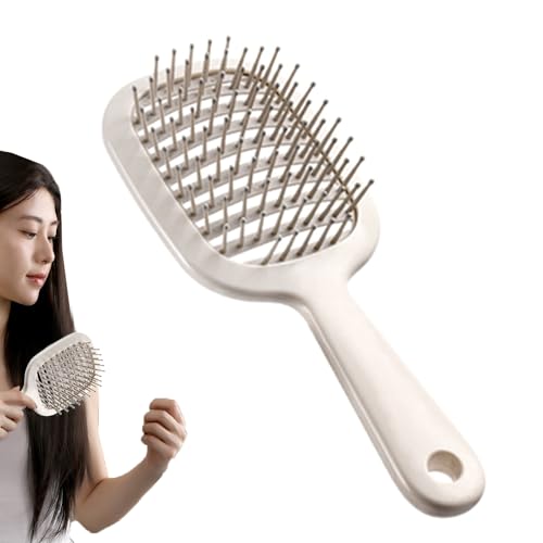 Brosse À Cheveux Ventilée – Brosse Démêlante, Brosses Coiffante Incurvée | À Palette Pour Le Séchage Par Soufflage, Conception De Cheveux À Séchage Rapide, Poils À Pointe Sphérique Pour Le Massa