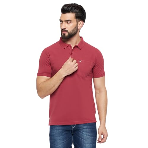 Image of NEVA Men's Regular Fit Half Sleeve Polo Neck T-Shirt with Chest Pocket