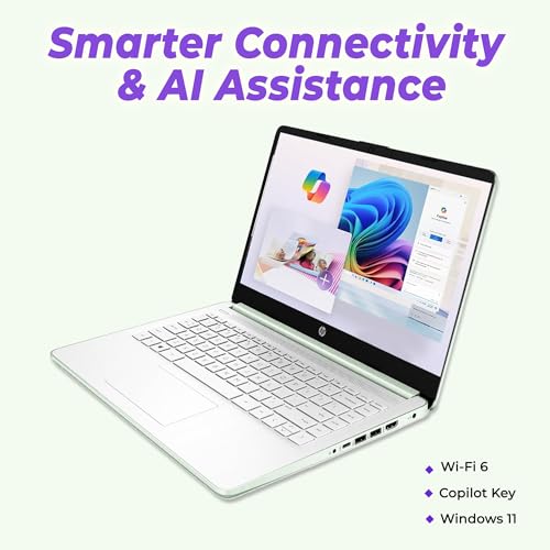 Image of HP Ultrabook Laptop with Copilot AI • Intel 4-Core N150 CPU • Microsoft Office 365 Included • 4GB RAM • 128GB SSD + 1TB Cloud Storage • Windows 11 • Thin & Portable • Willow Green