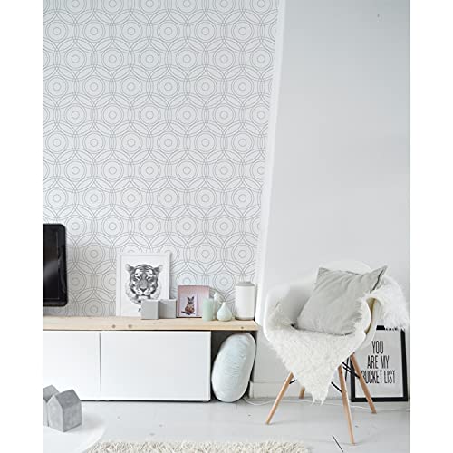 Papier peint intissé pour rénover un mur abîmé avec décor géométrique - 2