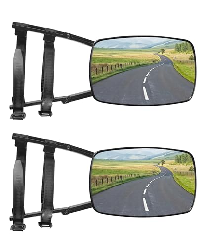 UNLRAE Tow Mirrors Mirror Extenders for Towing Universal Clamp-On 360 Degree Rotation Adjustable Trailer Mirrors for Towing Applicable to the Rearview Mirror of Most Cars Trucks and Trailers