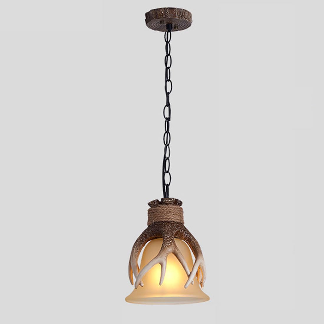 KXEcoLife E27 American vintage antler chandelier, creative resin for dining room aisle entrance bar card chandelier,E