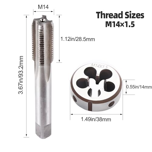 Image of M14 x 1.5 Metric Thread Tap and Die Set, M14 x 1.5mm High-speed Steel Machine Tap Die Set Right Hand