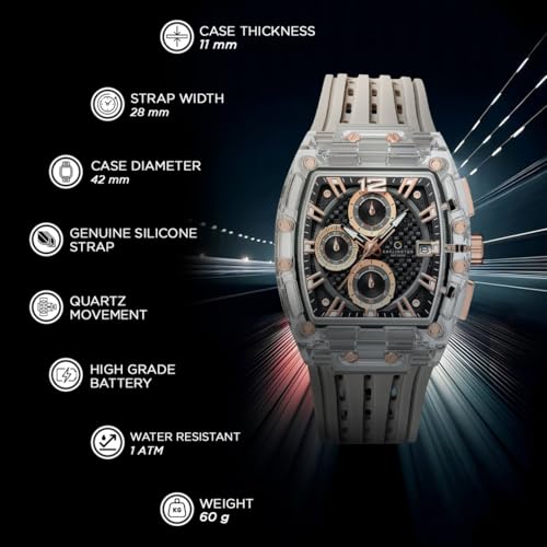 Image of Carlington Nitro Analog Chronograph Men's Polyurethane Strap Wrist Watch | Quartz Movement | Water & Shock Resistant Watch for Men | Casual & Formal Wear - CT 7105