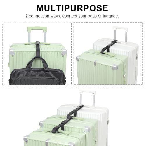 Image of Luggage Straps, Stretchable Luggage Connector Straps for Suitcases, Quick Release Buckle Add A Bag Adjustable Attachment Accessories Belts (Black-Cam Buckle, 1 inch W)