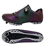 [ナルケ] サイクリングシューズ SPD対応 マウンテン MTB ビンディング靴 ダイヤル式快速靴紐 超軽量 幅広設計 自転車靴 自転車用シューズ 履きやすい 滑りにく (紫/SPD,28.0 cm) [並行輸入品]