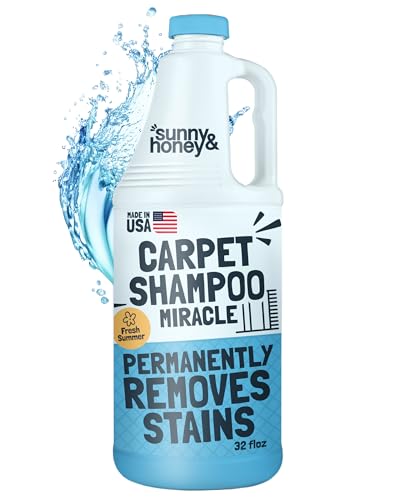 Sunny & Honey Carpet Cleaner Solution - Rug Shampoo & Upholstery Cleaning Solution - Pet Surface Odor Eliminator & Pet Stain Remover (32 fl oz, Fresh Summer Scent)