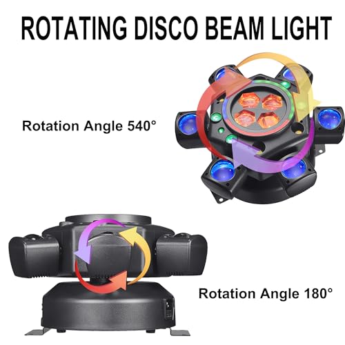 Image of Moving Head Dj Lights for Parties, Disco Stage Lights 6-in-1 LED RGBW 6 Arms Light for Parties Support DMX-512 & Sound Activated, Dj Lighting for Party KTV Wedding Club, World Cup