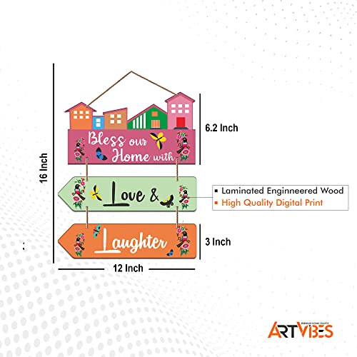 Artvibes Blessed Quote Decorative Wall Art MDF Wooden Wall Hanger For Living Room | Scenery | Wall Poster | Paintings | Handcrafted Art | Stylish Modern Décor | Wall Illustrations | (WH_5809N)