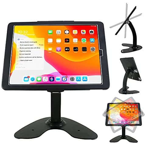 CarrieCathy Desktop Wall Mount Anti-Theft Security Kiosk POS Stand Holder Enclosure for 2022 2021 2020 2018 iPad Pro 12.9", Flip & 360° Swivel Design Cover