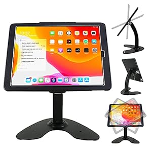 CarrieCathy Desktop Wall Mount Anti-Theft Security Kiosk POS Stand Holder Enclosure for 2022 2021 2020 2018 iPad Pro 12.9″, Flip & 360° Swivel Design