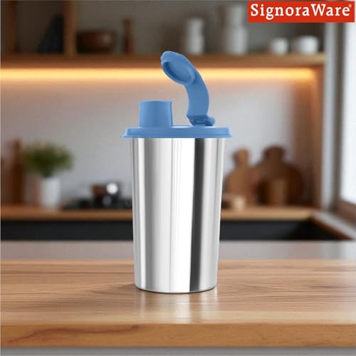 Image of SignoraWare Mini Stylish Stainless Steel Sipper | Airtight & Leakproof | Sleek & Compact Design | Ideal for Office, School, Gym & Outdoor Use | Travel-Friendly for Kids & Adults (300ml | EBlue)