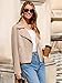 Glamaker Womens Faux Suede Jackets Long Sleeve Casual Cropped Zipper Biker Moto Jacket Fall Winter Outfits(Apricot,Large)
